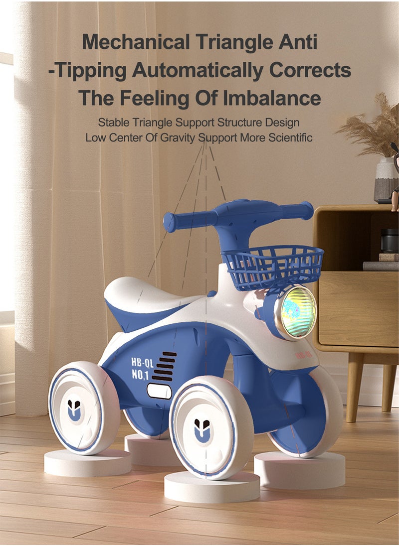 MaBaby Kids Balance Bike with Music and Light, 4-Wheel Twisting Bike with Basket Balance Bike, for 1-3 Years old Boys Girls Baby and Toddler  - Image 4