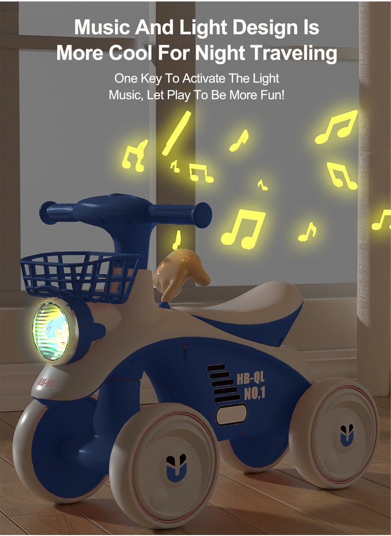 MaBaby Kids Balance Bike with Music and Light, 4-Wheel Twisting Bike with Basket Balance Bike, for 1-3 Years old Boys Girls Baby and Toddler  - Image 5