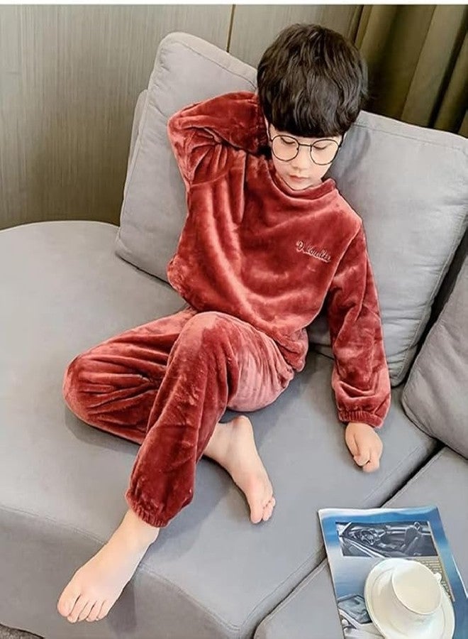 IKKAI!! ® Unisex Boys & Girls Fleece Fashionable Winter Set - Fashionable Sweatshirt & Pants OutfitPack of 1 (BROWN, L) - Image 5