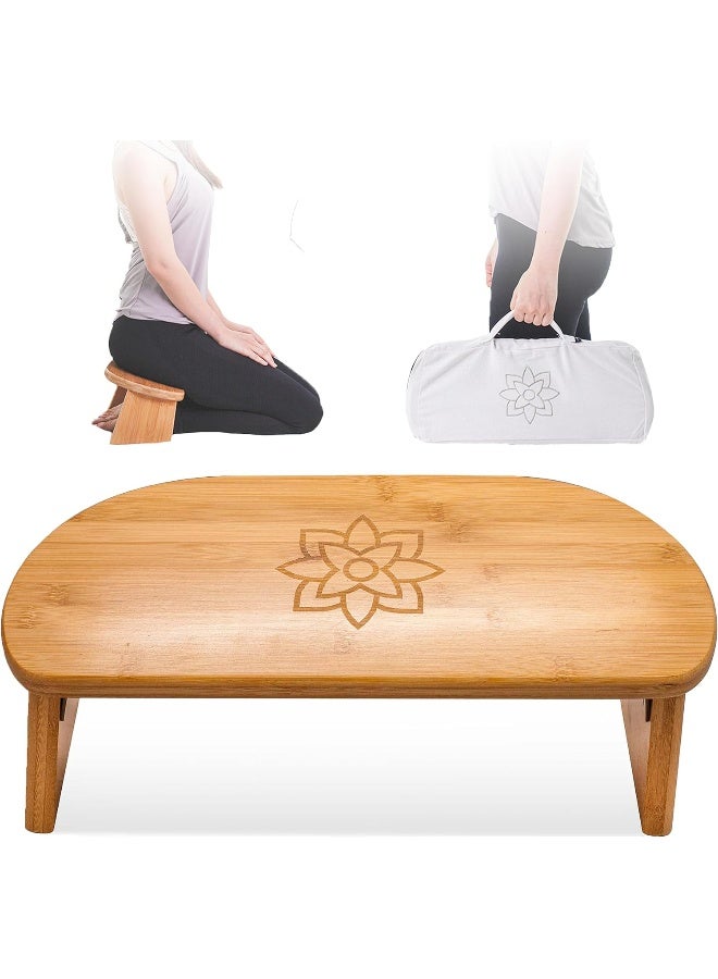 Mindful Modern Mindful & Modern Folding Meditation Bench | Locking Magnetic Hinges | Wooden Kneeling Ergonomic Bamboo Seiza for Zen Meditation Posture & Yoga | Prayer Kneeler Stool w/Soft Pillow | with Travel Bag - Image 3