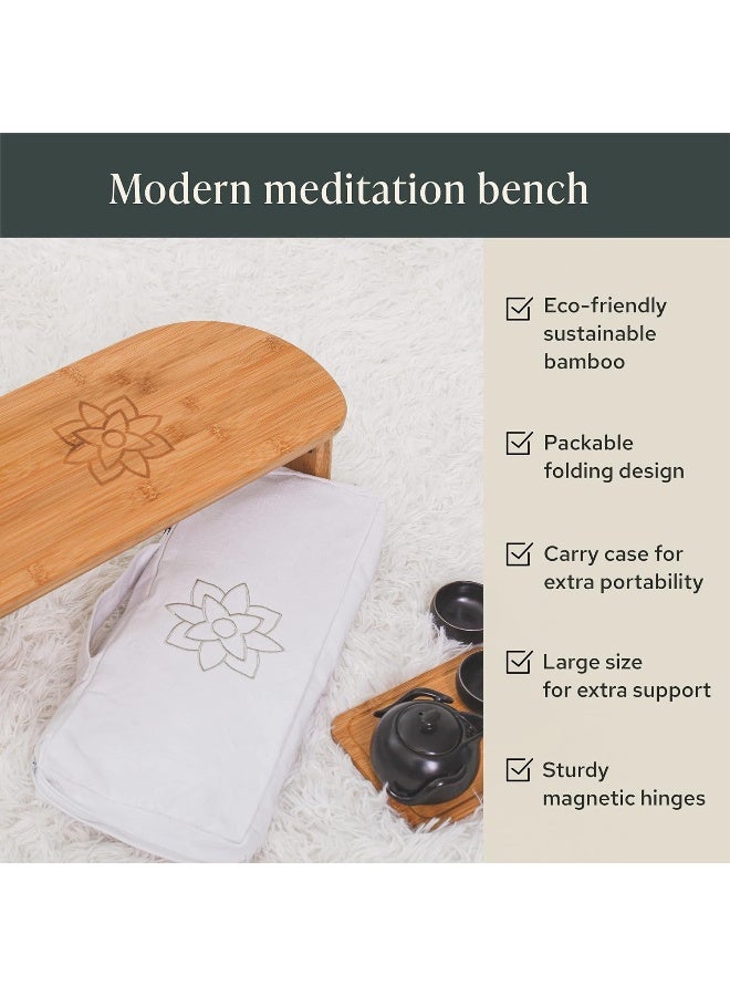 Mindful Modern Mindful & Modern Folding Meditation Bench | Locking Magnetic Hinges | Wooden Kneeling Ergonomic Bamboo Seiza for Zen Meditation Posture & Yoga | Prayer Kneeler Stool w/Soft Pillow | with Travel Bag - Image 5