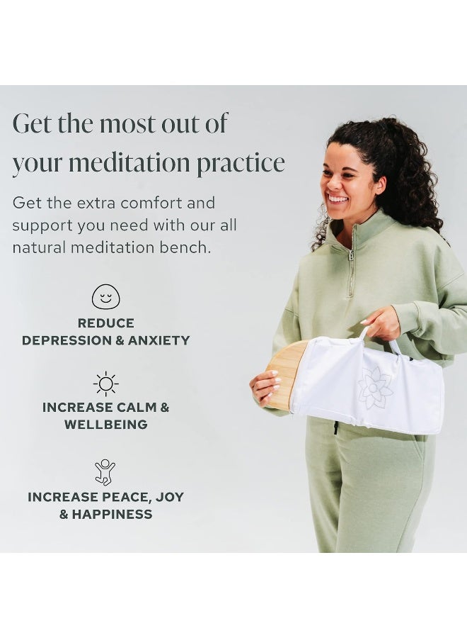Mindful Modern Mindful & Modern Folding Meditation Bench | Locking Magnetic Hinges | Wooden Kneeling Ergonomic Bamboo Seiza for Zen Meditation Posture & Yoga | Prayer Kneeler Stool w/Soft Pillow | with Travel Bag - Image 1