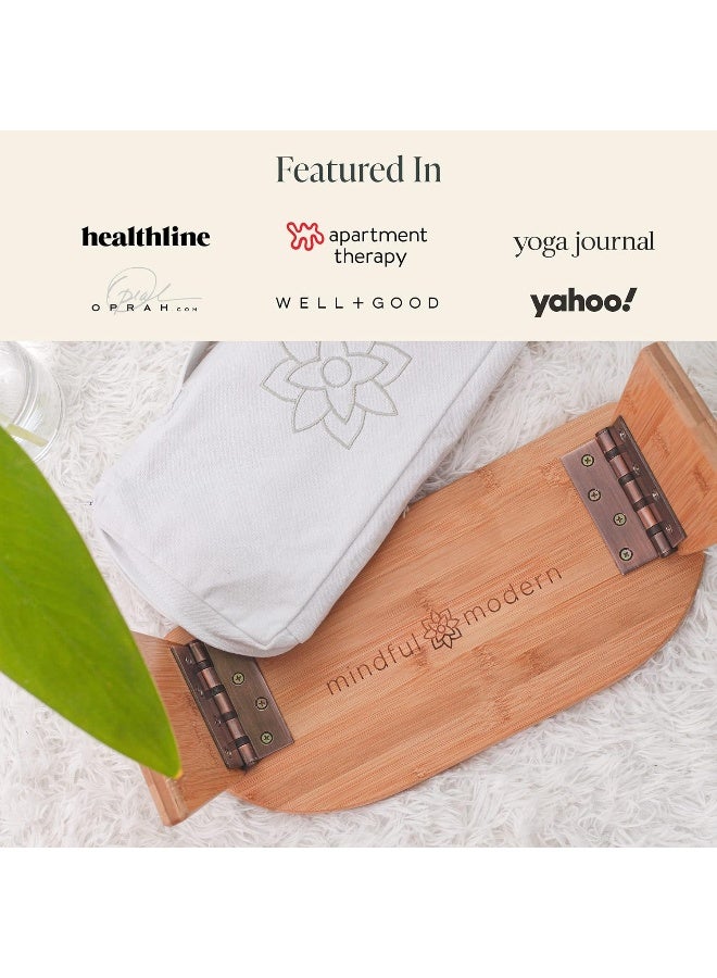 Mindful Modern Mindful & Modern Folding Meditation Bench | Locking Magnetic Hinges | Wooden Kneeling Ergonomic Bamboo Seiza for Zen Meditation Posture & Yoga | Prayer Kneeler Stool w/Soft Pillow | with Travel Bag - Image 2