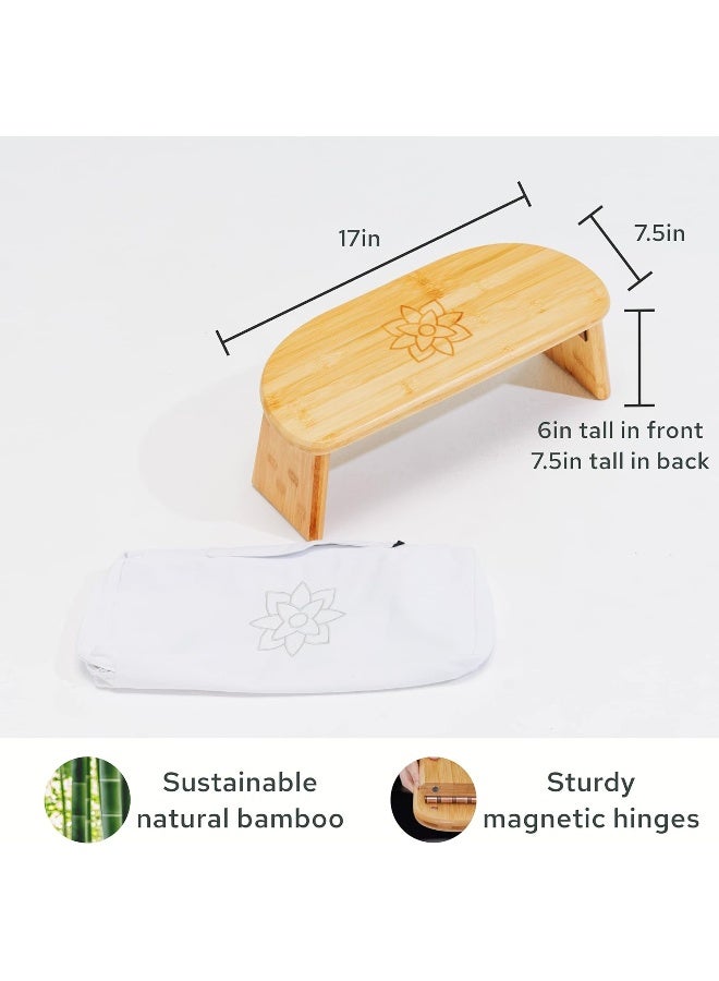 Mindful Modern Mindful & Modern Folding Meditation Bench | Locking Magnetic Hinges | Wooden Kneeling Ergonomic Bamboo Seiza for Zen Meditation Posture & Yoga | Prayer Kneeler Stool w/Soft Pillow | with Travel Bag - Image 4