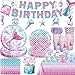 Yingoto 179pcs Mermaid Birthday Decorations Include Mermaid Plates and Napkins Set Banner Hanging Tablecloth Balloon Cupcake Topper Centerpieces for Girls Birthday Ocean Party Supplies Serves 25 - Image 3