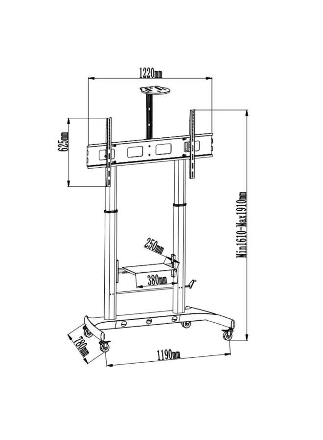 HAMOOD, BIG TV CART Heavy Duty Mobile TV Stand with Hand Crank Max VESA 1000x600mm Adjustable Height Wheels for Large Screens Suggested tv size:42100"Loading Capacity:	80KG - Image 4