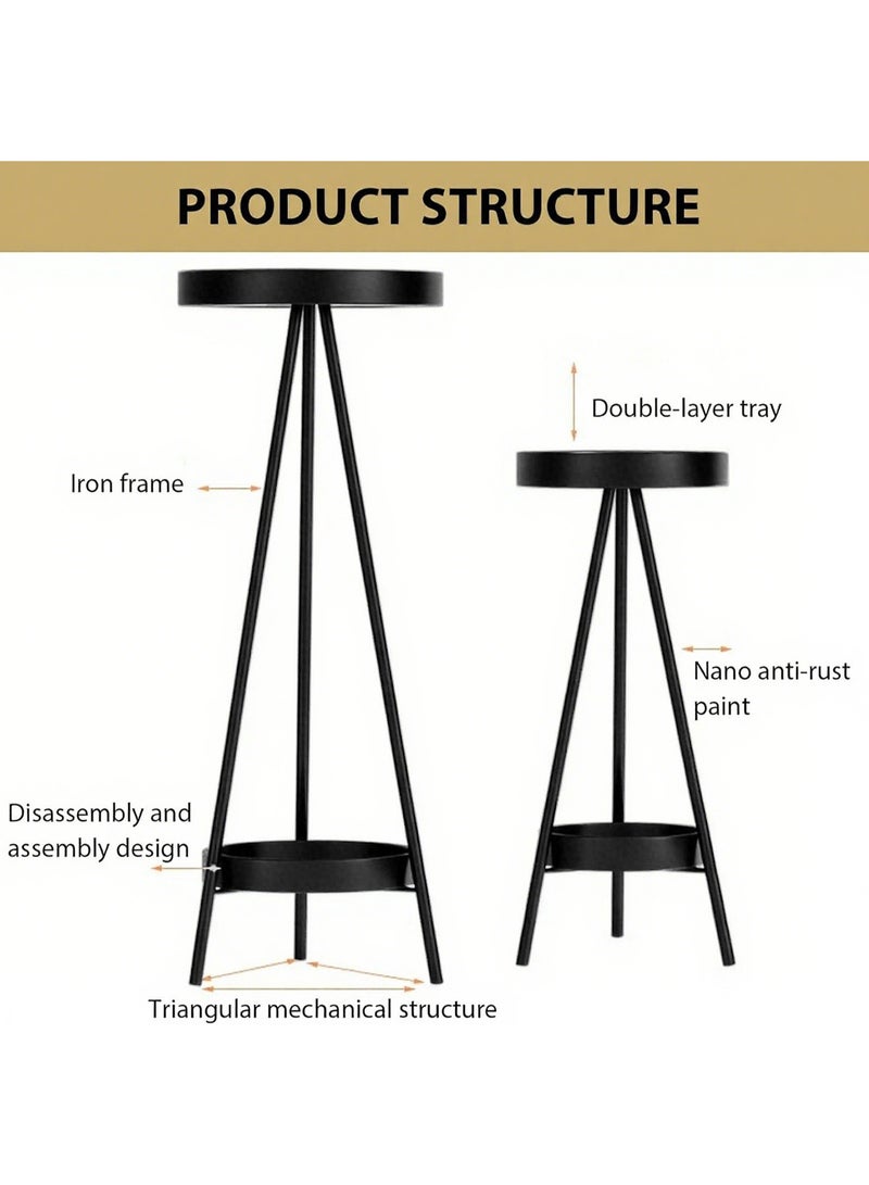 والالا مجموعة من قطعتين من حاملات النباتات للنباتات المتعددة، حامل معدني طويل لأصيص الزهور للاستخدام الداخلي والخارجي، رف نباتات متين لزاوية الحديقة والشرفة - Image 4