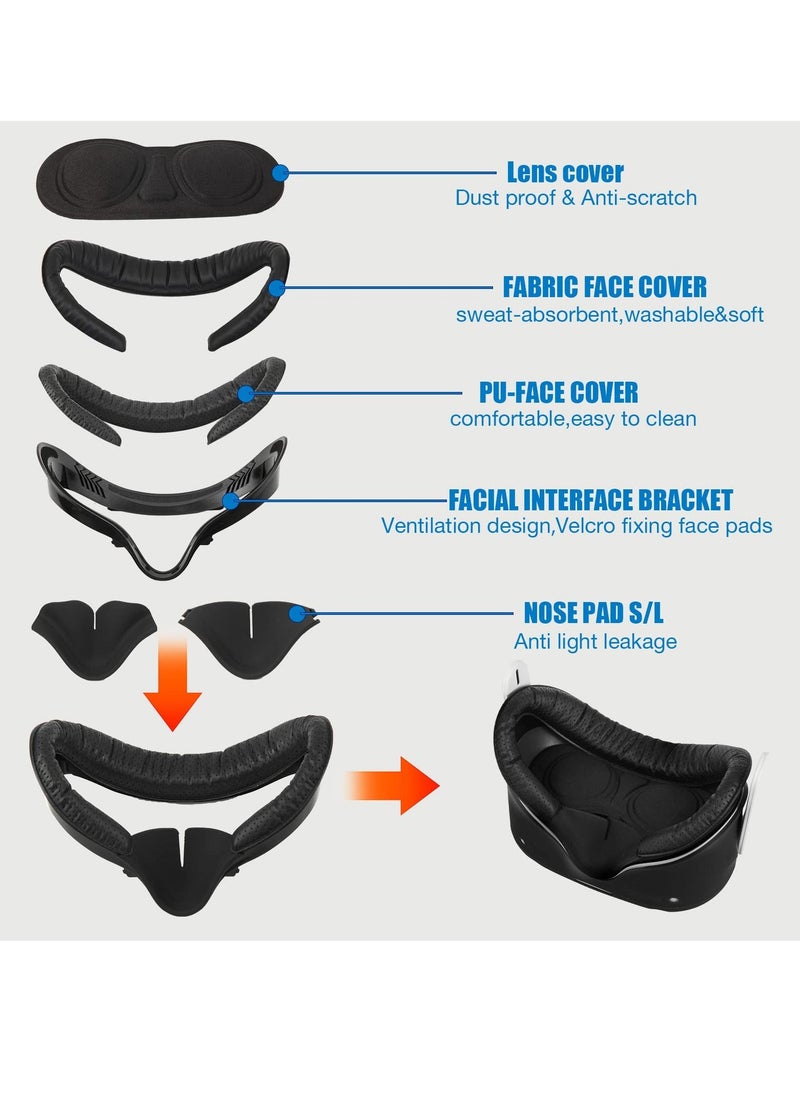 Y&D - Comfortable and Stretchy VR Facial Vent Soft Interface Bracket with Anti-Leakage Light PU Leather Foam Face Replacement Pads Custom Comfort 6-in-1 Accessories for Oculus Quest 2 - Image 1