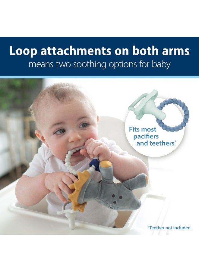 Dr. Brown's Baby Lovey Pacifier And Teether Holder, Triceratops With Gray Happypaci, 100% Silicone, 0-6M  - Image 5