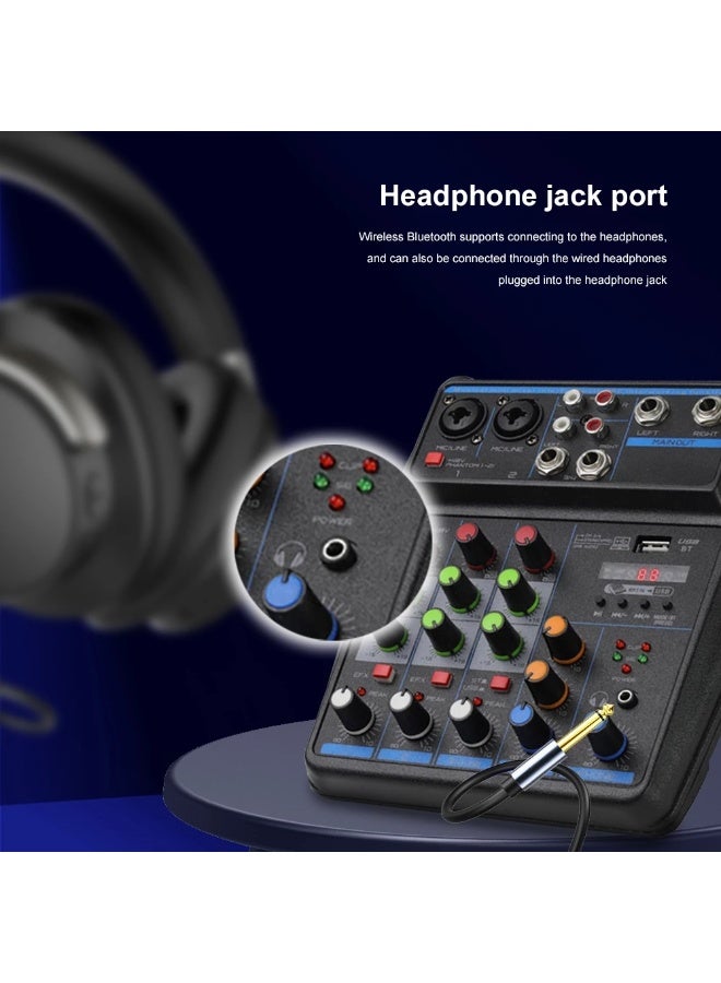 BOMGE A4G Digital Audio Mixer with Bluetooth 5.0 USB 48V Phantom Power for Recording Streaming Podcasting and Karaoke - Image 4