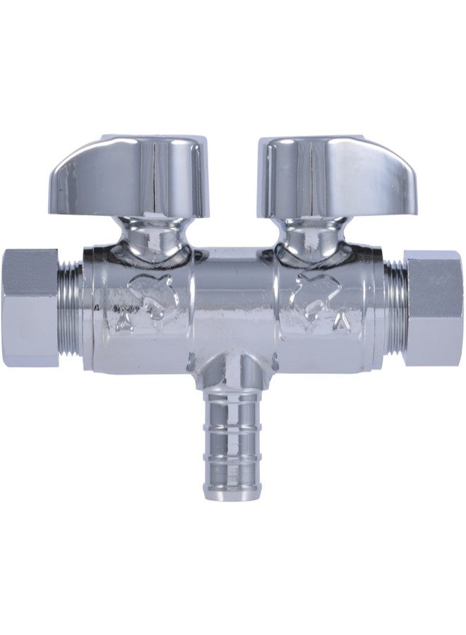 SharkBite Crimp Dual Shut Off Valve, Push to Connect Brass Plumbing Fitting, PEX, PE-RT, UCDS123838 - Image 1