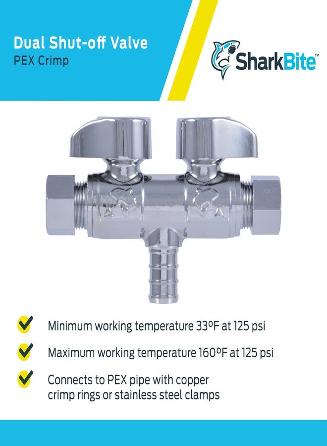 SharkBite Crimp Dual Shut Off Valve, Push to Connect Brass Plumbing Fitting, PEX, PE-RT, UCDS123838 - Image 4
