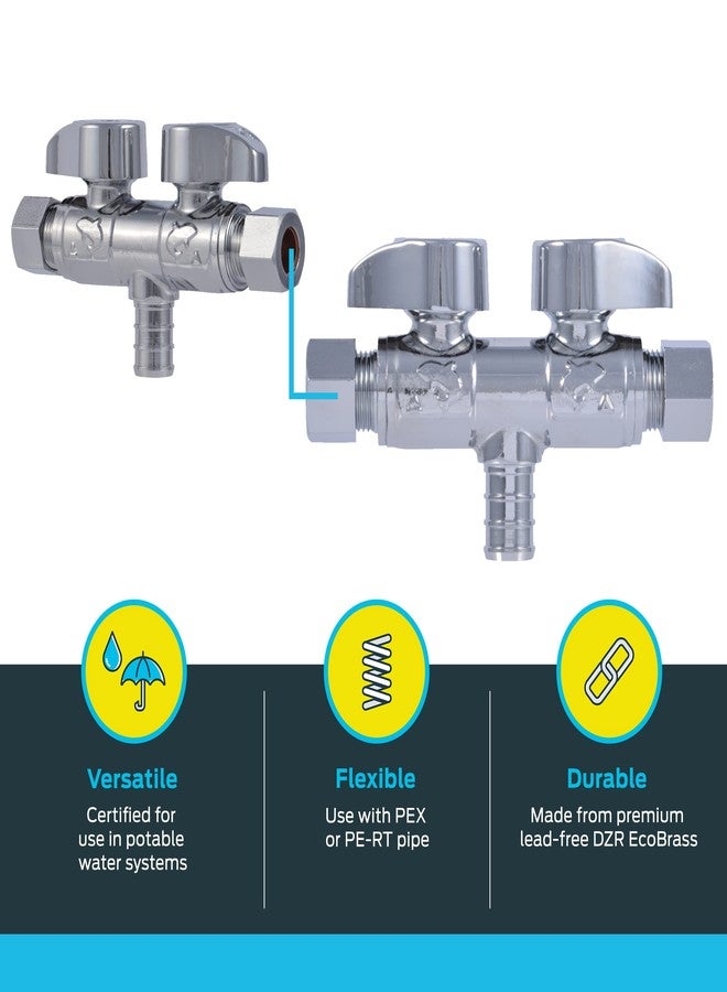 SharkBite Crimp Dual Shut Off Valve, Push to Connect Brass Plumbing Fitting, PEX, PE-RT, UCDS123838 - Image 3