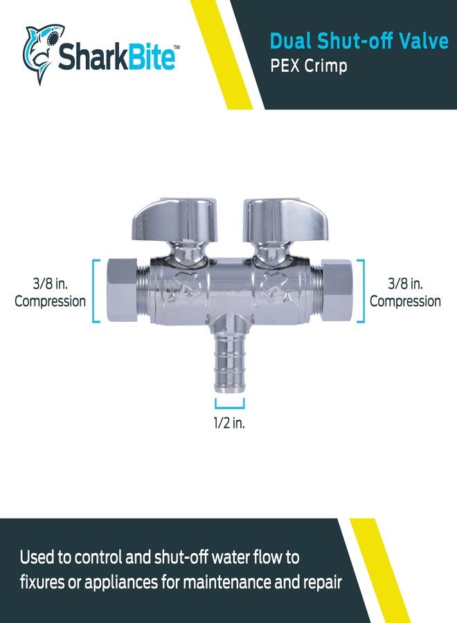 SharkBite Crimp Dual Shut Off Valve, Push to Connect Brass Plumbing Fitting, PEX, PE-RT, UCDS123838 - Image 2