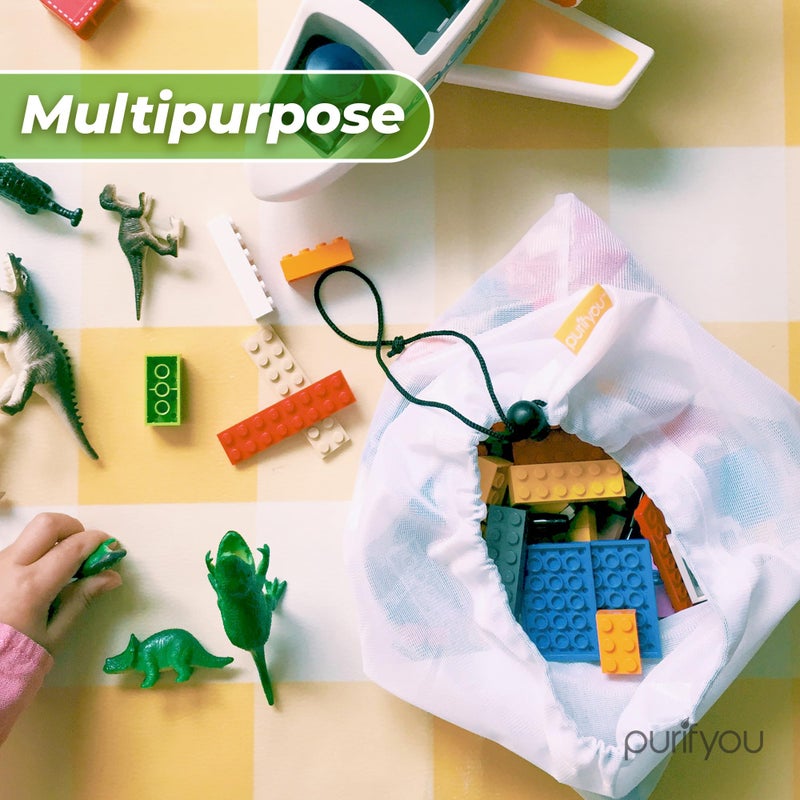 purifyou Set of 9 Reusable Produce Bags  Heavy Duty Washable Mesh Grocery Bag with Drawstring  Ideal for Farmers Market  Beach  and Refrigerator Storage (Extra Large  Large  Small) - Image 5