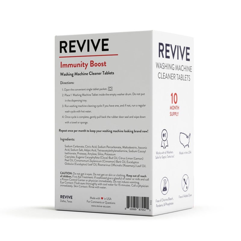 REVIVEEO Immunity Boost Washing Machine Cleaner Tablets 10ct by Revive Essential Oils - 10 Month Supply, Synthetic Fragrance Free, Stain & Odor Fighting, Essential Oils - Image 5
