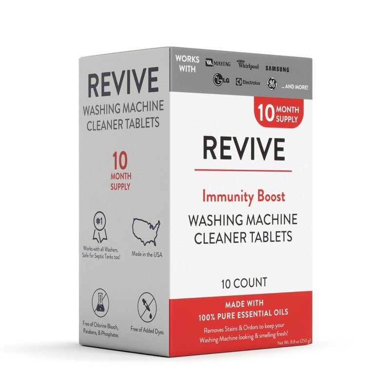REVIVEEO Immunity Boost Washing Machine Cleaner Tablets 10ct by Revive Essential Oils - 10 Month Supply, Synthetic Fragrance Free, Stain & Odor Fighting, Essential Oils - Image 4