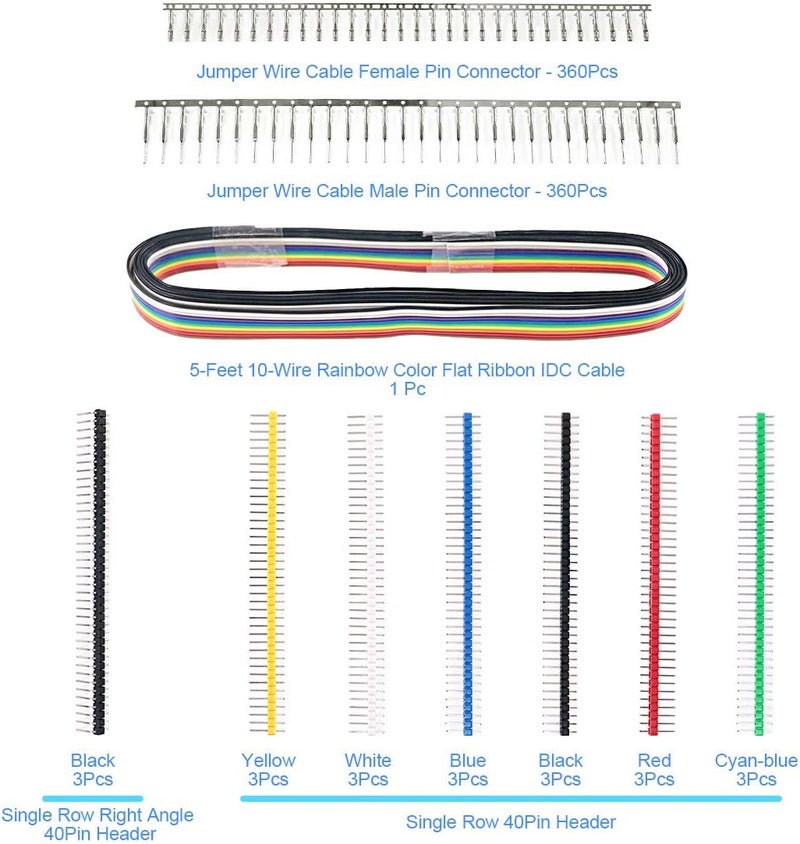 Glarks 1191Pcs 2.54mm Pitch 1 2 3 4 5 6 7 8 9 10 Pin Housing Connector and Male Female Crimp Pins with Pin Header and 10 Wire Rainbow Color Flat Ribbon IDC Cable Compatible with Dupont Connector Kit - Image 2