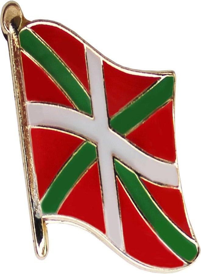 Flagline Basque Flag Die-struck Metal Lapel Pin with Butterfly Clasp Closure, Approximate Size .75 inch x1 inch - Image 1