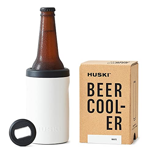 Huski Beer Cooler 2.0 | NEW | Premium Can and Bottle Holder | Triple Insulated Marine Grade Stainless Steel | Detachable 3-in-1 Opener | Works as a Tumbler | Best Gifts for Beer Lovers (White) - Image 1