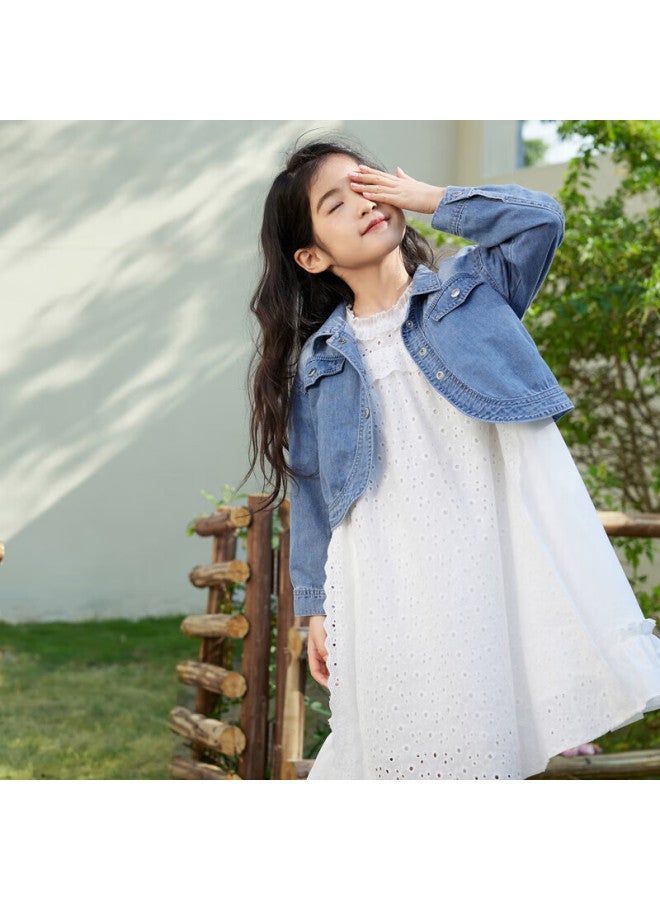 Luson Chen Da Zhu Girls' White Dress, Summer New Style, Puff Sleeves, Sweet Children's Fashionable Dress, Forest-style - Image 5
