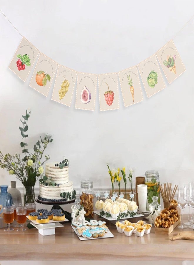 Agkvw Farmers Market Banner - Fresh off the Market Baby Shower or Bridal Shower Decor, Fruit and Vegetables Birthday Banner, Homegrown Garden Party Decor - Image 4