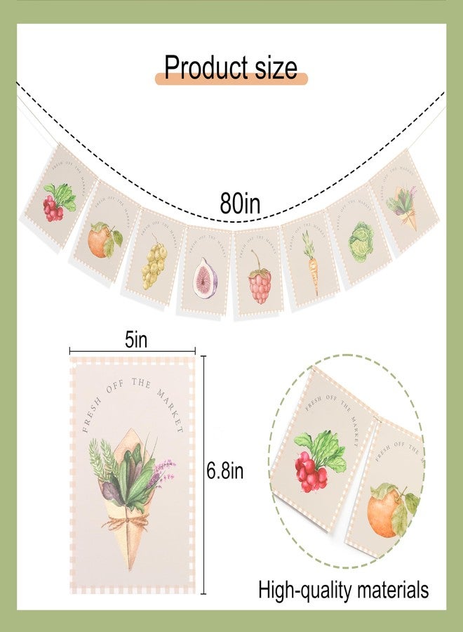 Agkvw Farmers Market Banner - Fresh off the Market Baby Shower or Bridal Shower Decor, Fruit and Vegetables Birthday Banner, Homegrown Garden Party Decor - Image 2