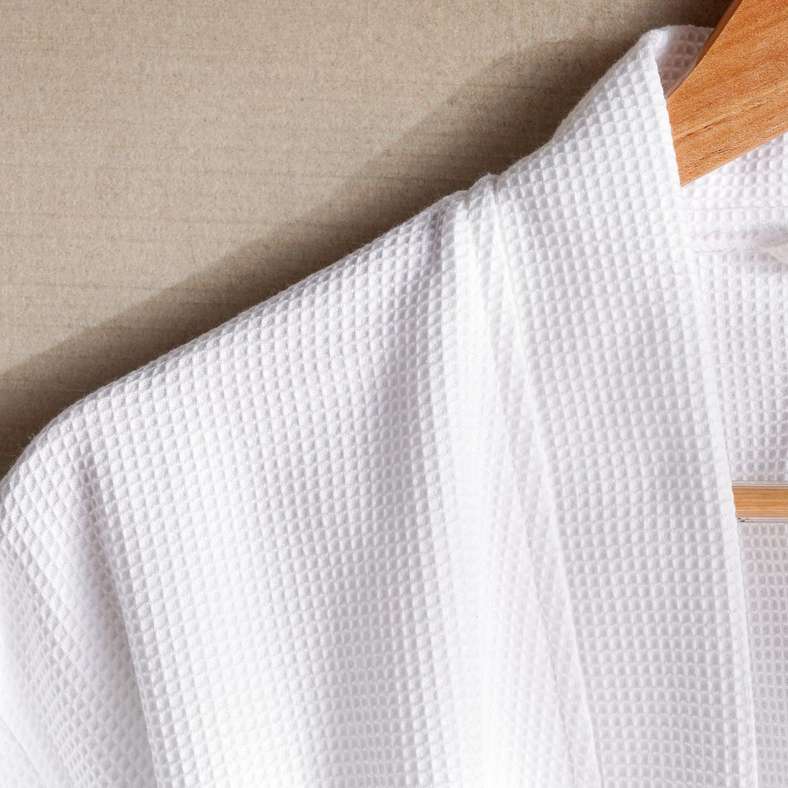 Pan Home White Waffle Texture Bathrobe for Women - Image 3