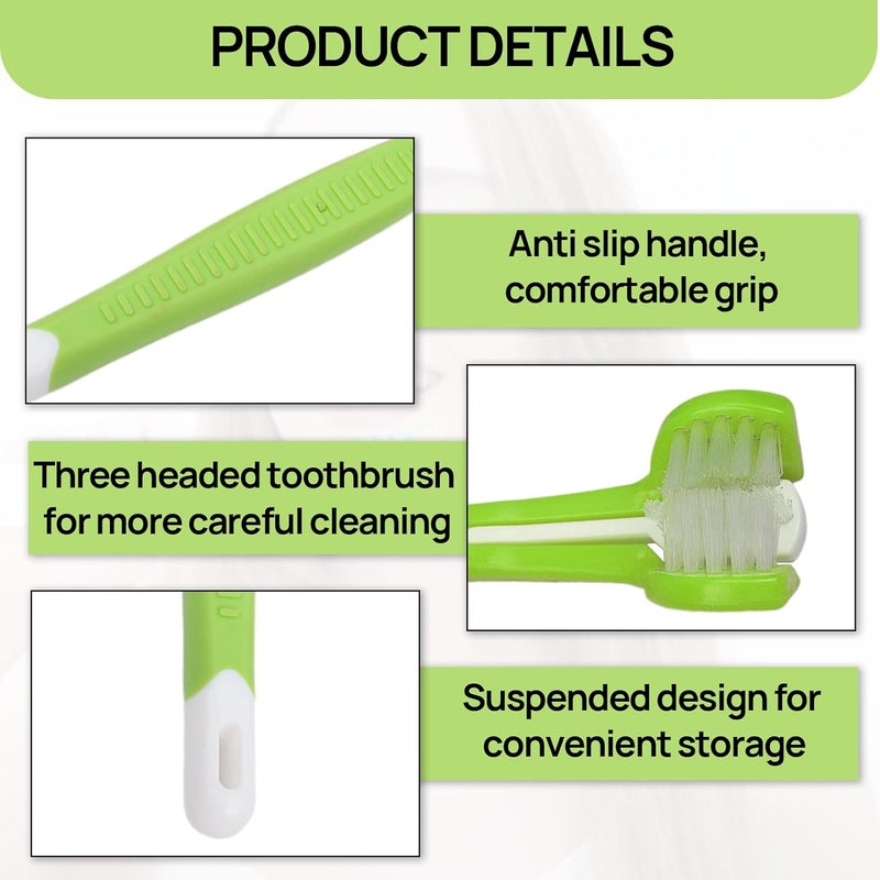 Vierone 4 Pcs 3 Sided Soft Travel Toothbrush - Autism & Kids Gentle Teeth Gum-Care Deep Cleaning - Image 3