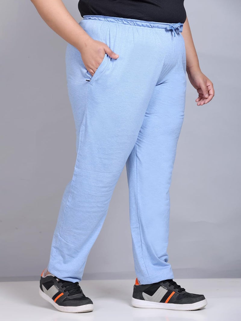 CUPID Women's Cotton Mid Rise Plus Size Plain Comfortable Track Pant, Lower, Sports Trouser, Joggers, Lounge Wear N Daily Gym Wear For Ladies_Sky Blue_6XL - Image 5