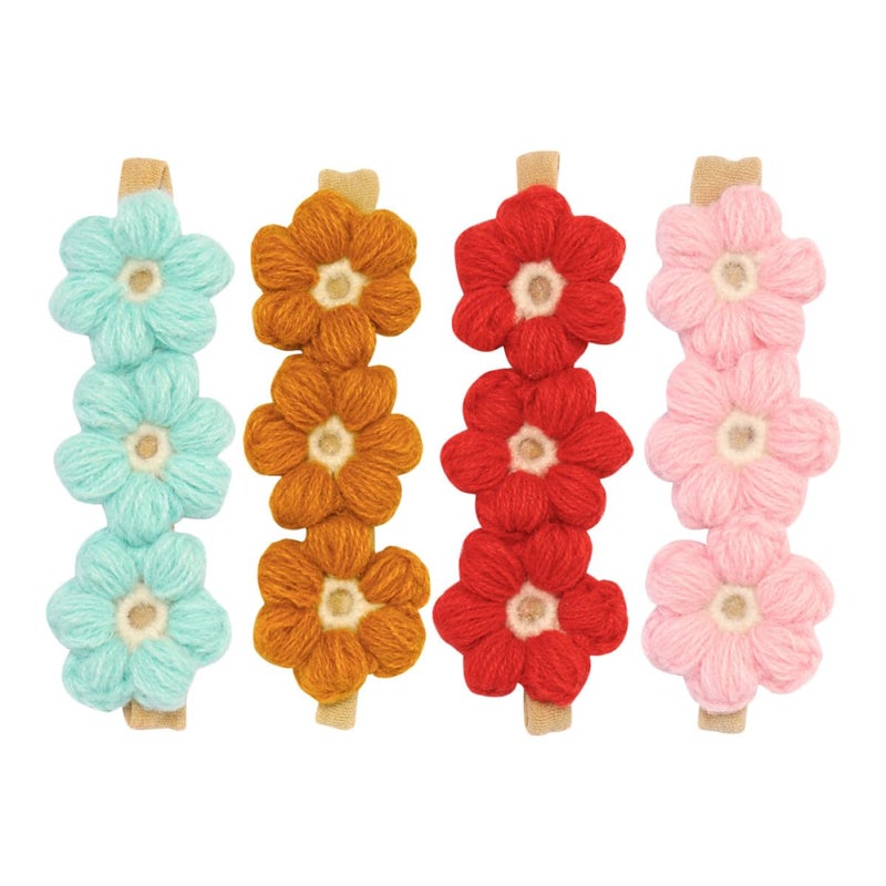 4pcs Hairbands Flower Headbands for Newborn Soft Stretchy Knitted Wool Yarn Hair Accessories for Headwear Set - Image 1