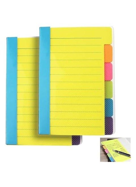 Sticky Notes Set, 2 PCS Sticky Tabs, Tabbed Self Stick Lined Bright Colors Note, Divider Sticky Notes Tabs, School Supplies, 60 Ruled Notes Per Pack, 10 15 Cm