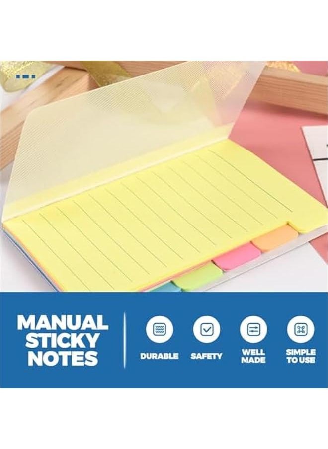 Generic - Sticky Notes Set, 2 PCS Sticky Tabs, Tabbed Self Stick Lined Bright Colors Note, Divider Sticky Notes Tabs, School Supplies, 60 Ruled Notes Per Pack, 10 15 Cm - Image 1