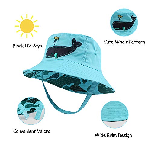 XIAOHAWANG Baby Boy Bucket Toddler Kids Sun Hat UPF 50+ Wide Brim Outdoor Beach Caps Play hat (Whale, XXS(0-3 Months)) - Image 3