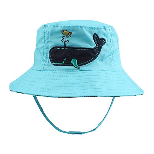 XIAOHAWANG Baby Boy Bucket Toddler Kids Sun Hat UPF 50+ Wide Brim Outdoor Beach Caps Play hat (Whale, XXS(0-3 Months)) - Image 2