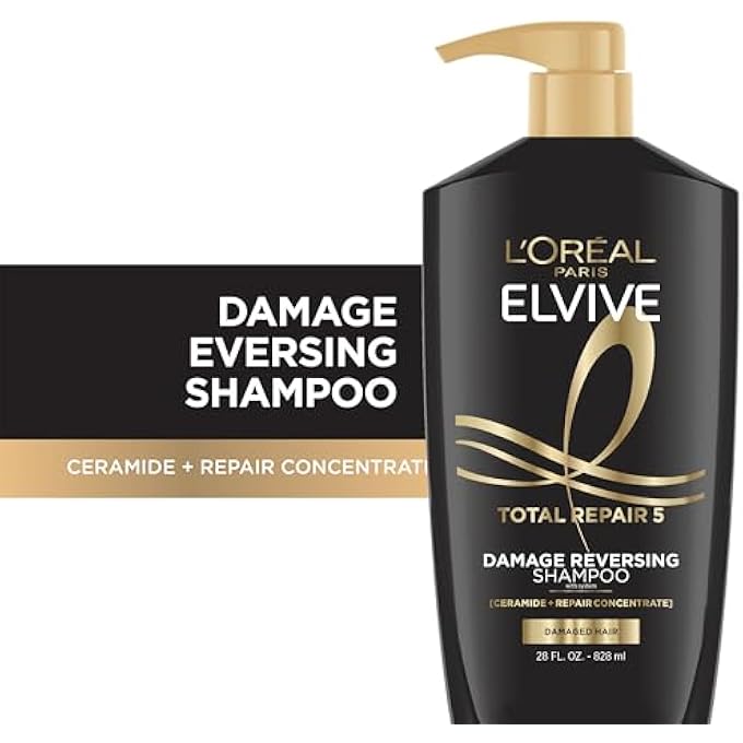 شامبو لوريال باريس إلفيف توتال ريبير 5 لإصلاح الشعر التالف بشامبو بروتين وسيراميد لشعر قوي وحريري ولامع وصحي ومتجدد 28 أونصة سائلة - Image 3