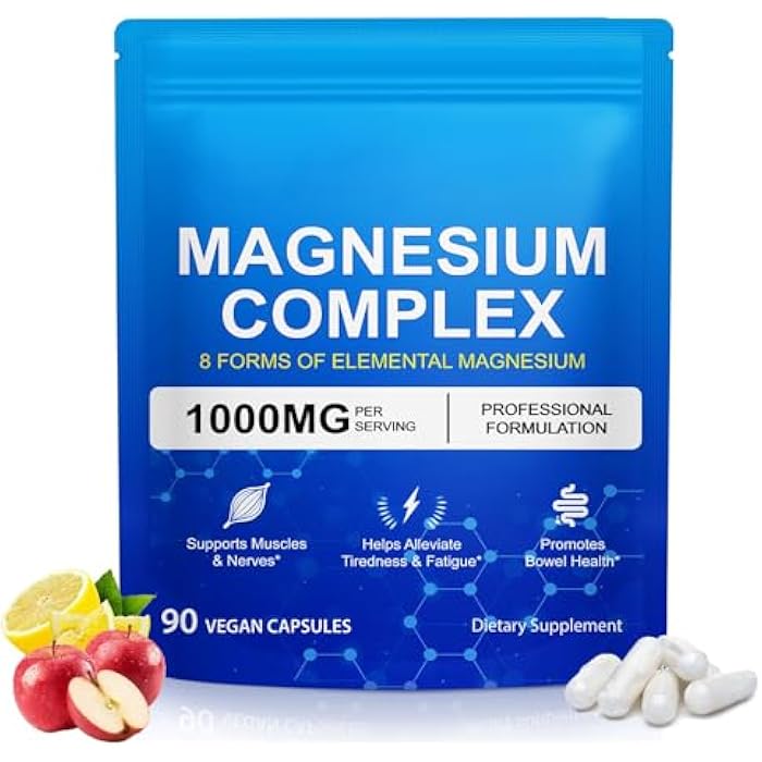 ITSDAWN 8-in-1 Magnesium Complex 90 Capsules, 1000mg with Magnesium Glycinate, Citrate, Malate, Taurate, Easy Absorption for Health, Energy, Non-GMO, Vegan - Image 1
