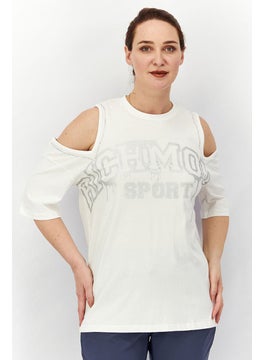 JOHN RICHMOND Women Sportswear Fit Printed Cold Shoulder Top, White  - Image 1