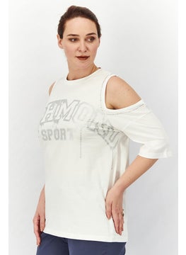 JOHN RICHMOND Women Sportswear Fit Printed Cold Shoulder Top, White  - Image 2