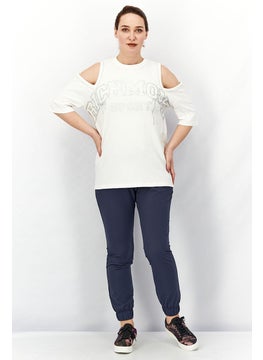 JOHN RICHMOND Women Sportswear Fit Printed Cold Shoulder Top, White  - Image 3