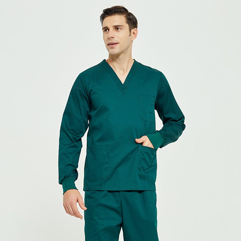 Long-Sleeved Men'S And Women'S Hand-Washing Clothing Nurse'S Clothing Short-Sleeved Operating Room Cotton Overalls Oral Medicine Elastic Hand-Washing Clothing - Image 3