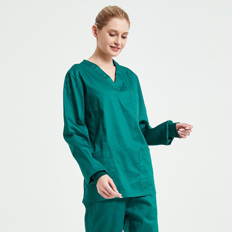 Long-Sleeved Men'S And Women'S Hand-Washing Clothing Nurse'S Clothing Short-Sleeved Operating Room Cotton Overalls Oral Medicine Elastic Hand-Washing Clothing - Image 4