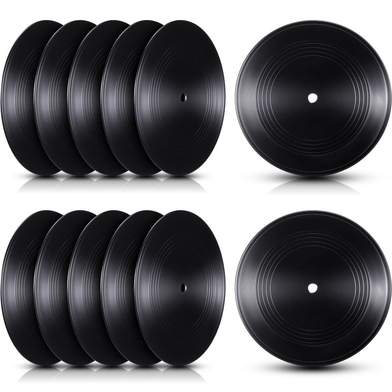 Qunclay 12 Pieces Blank Vinyl Records 7 Inch Black Vinyl Fake Albums Record for Room Wall Aesthetic Decoration Independent Aesthetics Room Decor DIY Projects