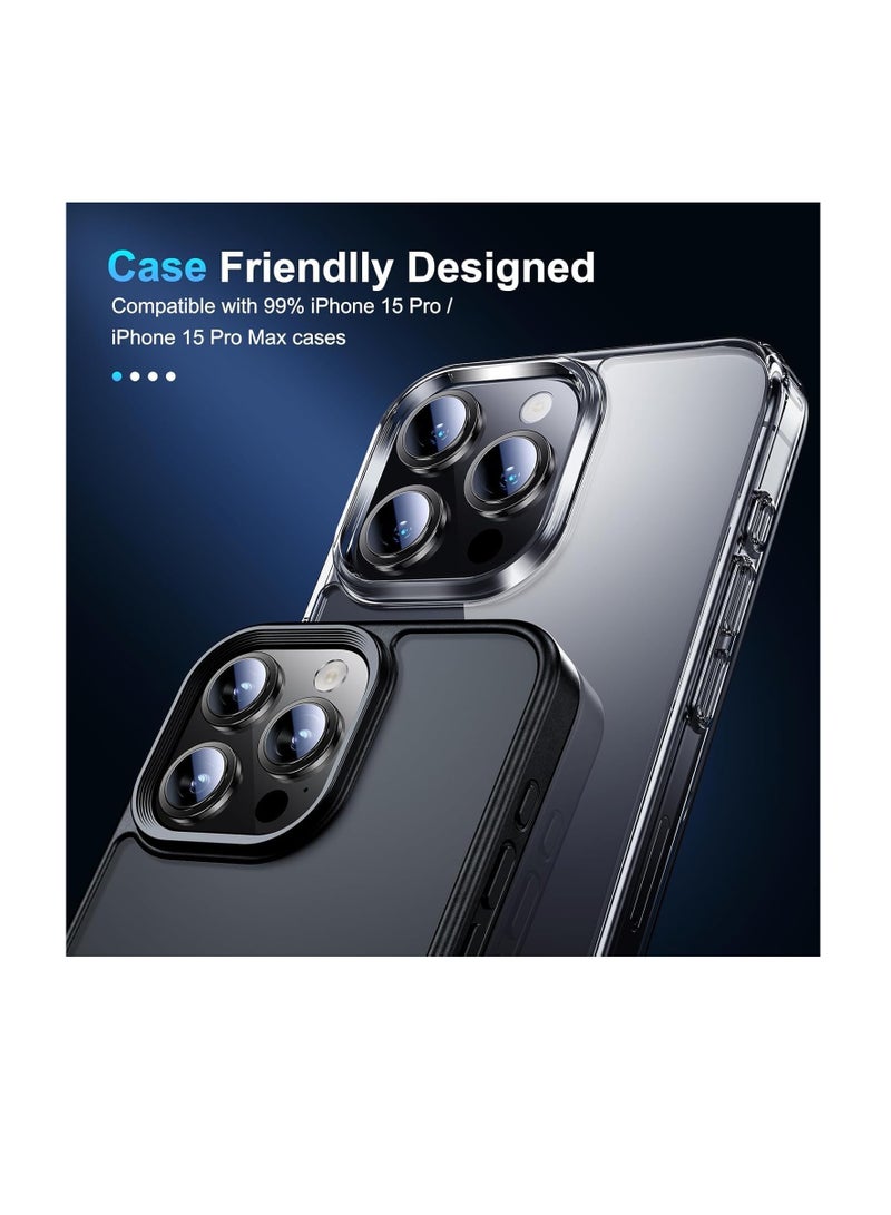 Tempered Glass Screen Camera Lens Protector Compatible with Apple iPhone 15 Pro Max/iPhone 15 Pro (Black)  - Image 3