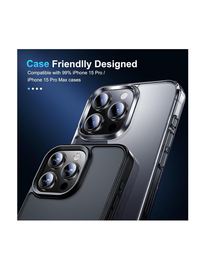 Tempered Glass Screen Camera Lens Protector Compatible with Apple iPhone 15 Pro Max/iPhone 15 Pro (Black)  - Image 4