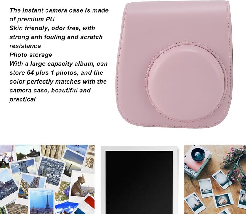Light Pink Camera Case Set For Fujifilm Instax Mini 12 With Bag Strap Album Mirror - Image 5