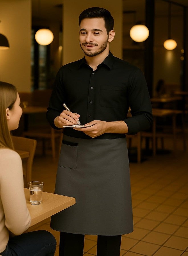Switchon مريلة سويتشن نصفية للخصر مع جيب أمامي، مقاس مجاني (رمادي/أسود) - Image 5