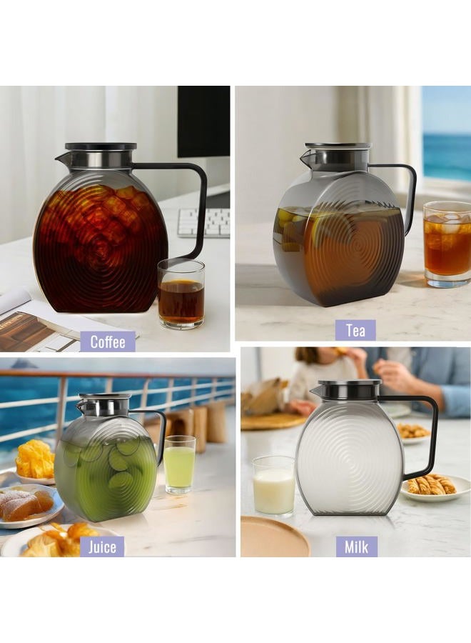 WARMSIMPLE Glass Pitcher With Lid, 2 Liter 68 oz Glass Water Pitchers With handle and lid, 0.528 Gallon Tea Pitcher For Fridge, Carafe Jug Jar For Hot/Cold Water Iced Tea Juice Coffee Milk Beverage (Grey) - Image 3