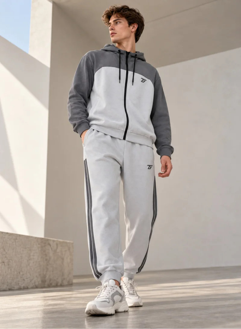 تي جي تي Men's 2 Piece Color Block Hoodie and Jogger Set
