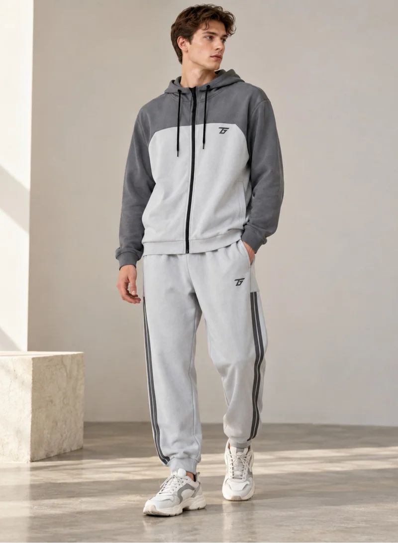 تي جي تي Men's 2 Piece Color Block Hoodie and Jogger Set